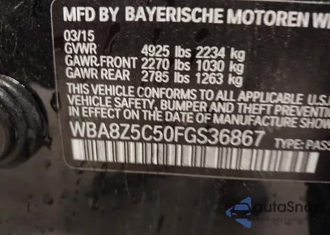 2015 BMW 328I Gran Turismo xDrive from USA, damaged, VIN WBA8Z5C50FGS36867